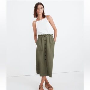 Madewell Paperbag Button-Front Midi Skirt